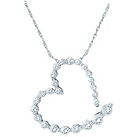 14K White Gold Diamond Graduated Heart Journey Necklace Pendant 1.00 Ctw.