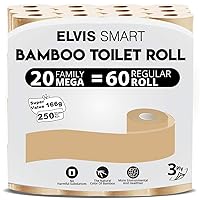 Ultra Soft Bamboo Toilet Paper, 20 Mega Roll= 60 Regular Roll, 200 Sheets/Roll-4000 Total Bath Tissue