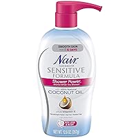 Sensitive Formula Shower Cream Hair Remover with Coconut Oil and Vitamin E, 12.6oz