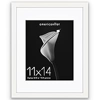 Americanflat 11x14 Picture Frame in White - Use as 8x10 Picture Frame with Mat or 11x14 Frame Without Mat - Deep Molding Frame with Shatter Resistant Glass and Hanging Hardware Included