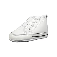 Converse CT Unisex-Child First Star Leather High Top Sneaker, White, 4 M US Toddler