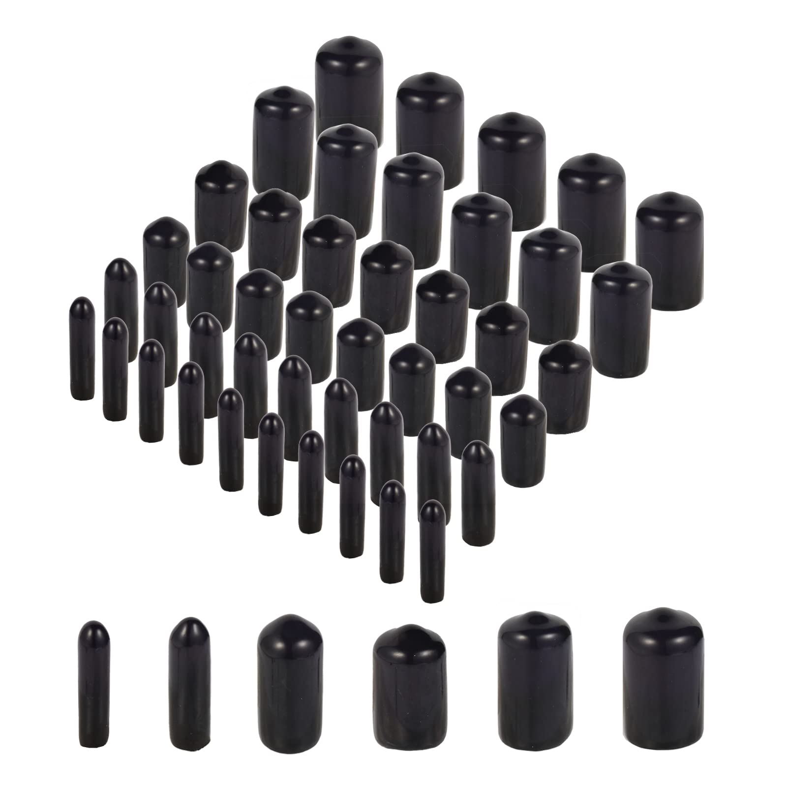 Rubber End Caps 60pcs Flexible Screw Thread Protector Caps Bolt Covers Rubber Bolt Covers Caps, Rubber Screw Caps for Metal Tube Rod Bolt in 6 Size 0.08 to 0.47 Inch(2mm,3mm,6.5mm,8mm,10mm,12mm)