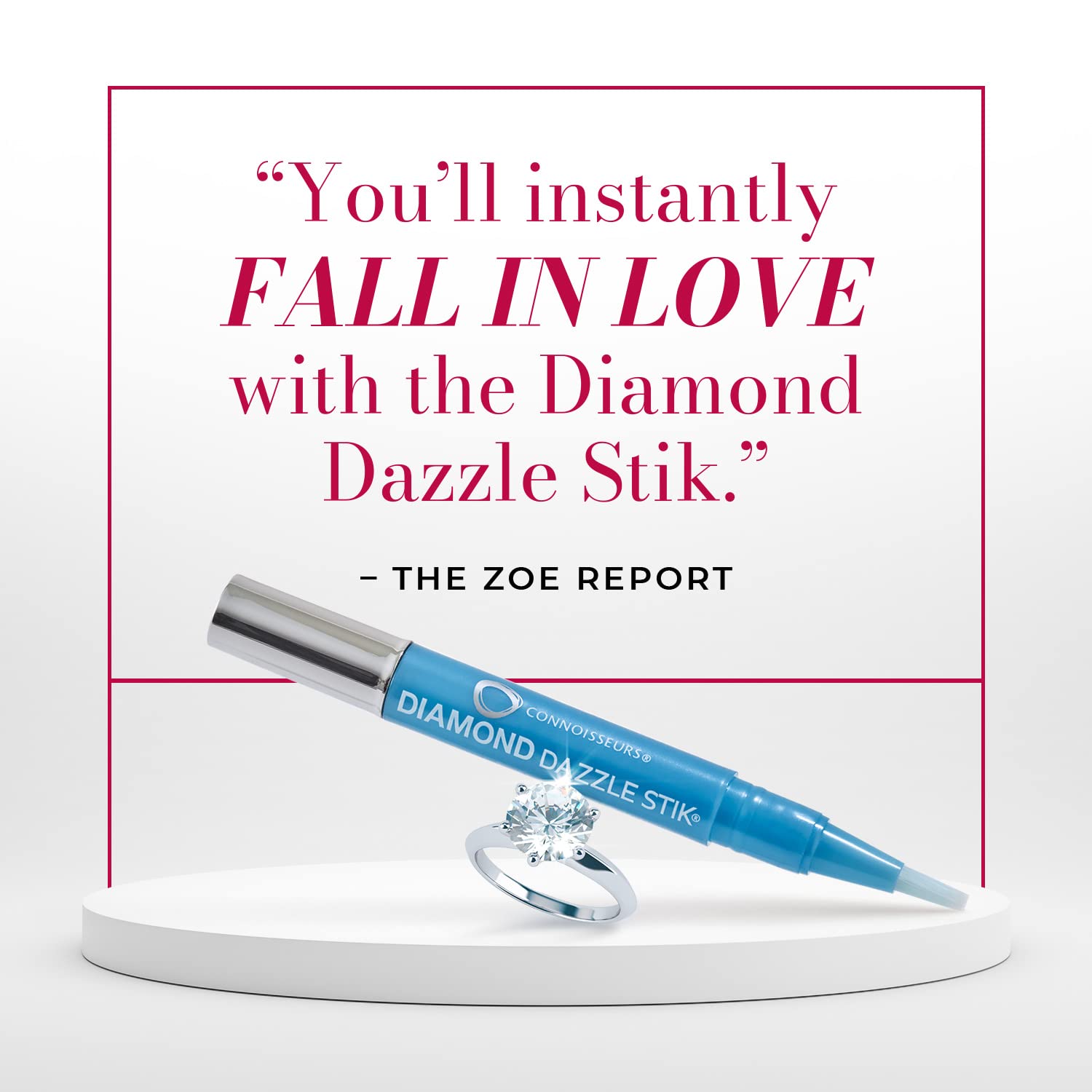 CONNOISSEURS Diamond Dazzle Stik - Portable Diamond Cleaner for Rings and Other Jewelry - Bring Out The Sparkle in Your Precious Stones