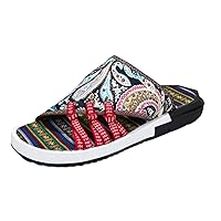 Emiri Sports Sandals, Canvas, Men's, Sandals, Beach Sandals, Summer Print, Embroidery, Anti-Slip, Breathable, Ethnic Slippers, Indoor/Outdoor Shoes, Casual Shoes, Travel