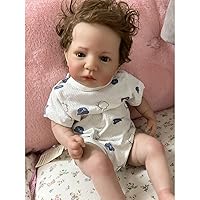 Reborn Baby Dolls 24 Inch 60cm Soft Silicone Reborn Toddler Boy Doll Cloth Body Real Life Like Looking Newborn Dolls Toy (Brown Eyes)