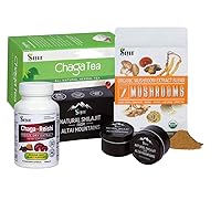 Chaga Mix Supplements - Shilajit Resin (30 g), 7 Mushroom Extract Powder, Chaga Extract + Reishi Extract Capsules (90 Capsules), Chaga Mushroom Tea (20 Bags)