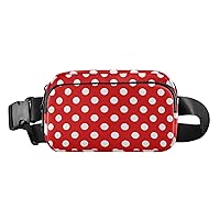 Polka Dot Red Fanny Pack for Women Men Belt Bag Crossbody Waist Pouch Waterproof Everywhere Purse Fashion Sling Bag for Running Hiking Workout Walking Travel