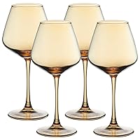 Wine Glasses Amber Wine Glasses 15.5oz Red Wine Glasses Set of 4 Burgundy Wine Glasses for Wine Tasting, Wedding Gift, Anniversary, Christmas, Birthday