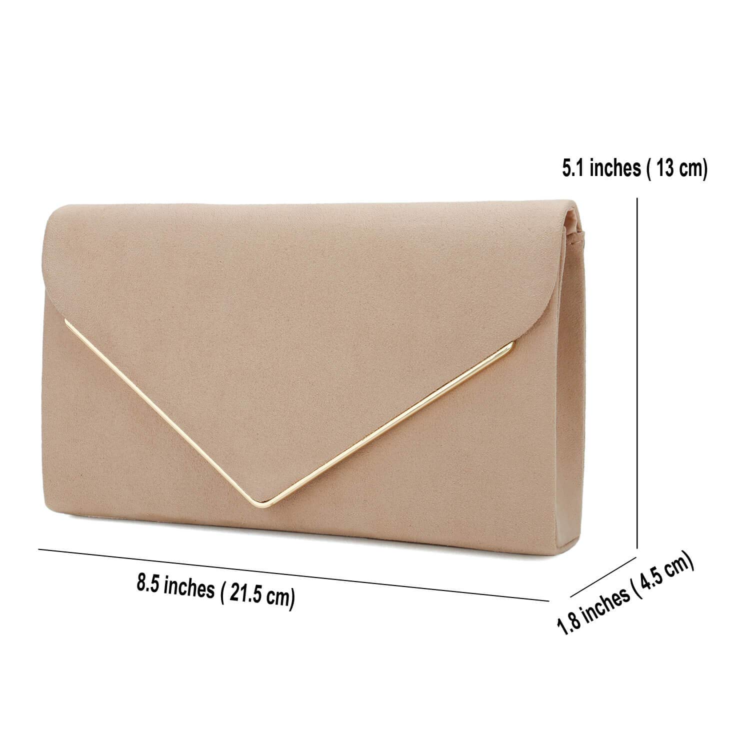 CHARMING TAILOR Faux Suede Clutch Bag Elegant Metal Binding Evening Purse for Wedding/Prom/Black-Tie Events