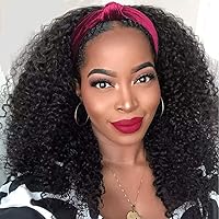 Nadula Hair Afro Kinky Curly Half Wigs Human Hair for African American Women, 100% Virgin Human Hair Headband Curly 3/4 Half Wigs Glueless Wear and Go Beginner and Friendly 150% Density 14 Inch