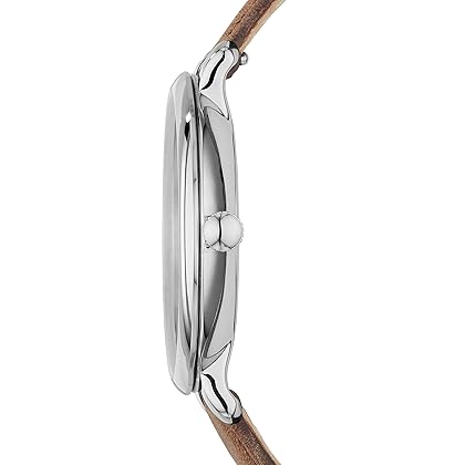 Fossil Women's Jacqueline Quartz Stainless Steel and Leather Watch, Color: Silver, Light Brown (Model: ES3708)
