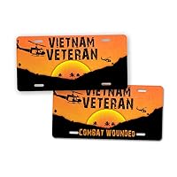 SignsAndTagsOnline Vietnam Veteran Combat Wounded UH-1 Huey Sunset License Plate Bell Iroquois Military Helicopter Auto Tag