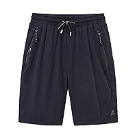 Men's Sweat Shorts with Zipper Pocket, Breathable Mesh Workout Shorts Quick Drying Gym Shorts Fitness Running Short