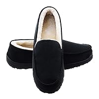 Lulex Moccasins for Men House Slippers Indoor Outdoor Plush Mens Bedroom Shoes with Hard Sole