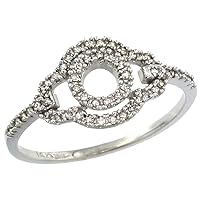 14k White Gold Circular shape Diamond Ring 0.16 cttw Brilliant Cut Diamonds, 3/8 in. wide