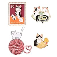 FaithHeart 4 Pieces CAT Enamel Brooch Pin Set Party Cartoon Badges for Clothes Bags Backpacks - Lapel pins for Women Girls Clothes Decoration Jackets Accessory Christmas DIY Crafts