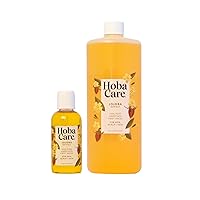 Jojoba Oil - 4.22 fl oz + 32 fl oz 100% Pure Jojoba Oil, Unrefined Cold Pressed Moisturizing Body Oil for Dry Skin, Natural Hair & Beard Oil for Men, Women & Kids (125 ml + 946 ml)