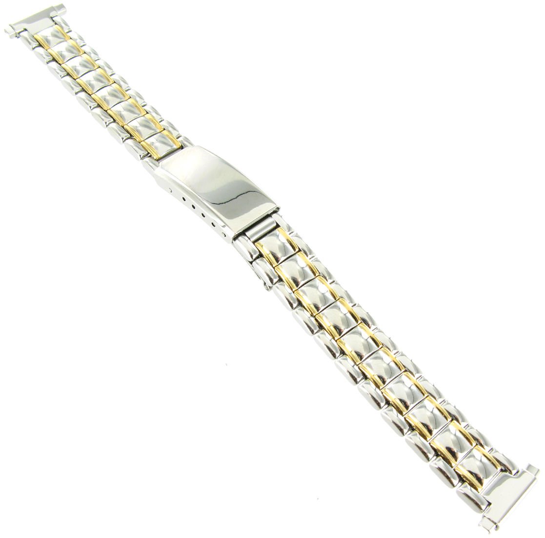 12-16mm Milano Stainless Steel Two Tone Shiny Deployment Buckle Watch Band