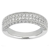 1.40 CT TW Pave Set Round Diamond Wedding Ring in 18k White Gold