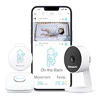 Sense-U Smart Baby Monitor 3 Long Range+Camera(FSA/HSA Approved) - Tracks Abdominal Movement, Rollover, Temperature, Video, Audio, Motion, Cry, with Real-time Alerts(Green)