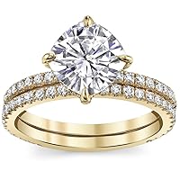 10K Solid Yellow Gold Handmade Engagement Ring 3 CT Cushion Cut Moissanite Diamond Solitaire Wedding/Bridal Ring for Women/Her, Wedding Gifts for Her