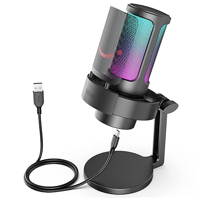 FIFINE AmpliGame Gaming Microphone, USB PC Mic for Streaming, Podcasts,  Recording, Condenser Computer Desktop Mic on Mac/PS4/PS5, with RGB Control,  Mute Touch, Headphone Jack, Pop Filter, Stand-A8 