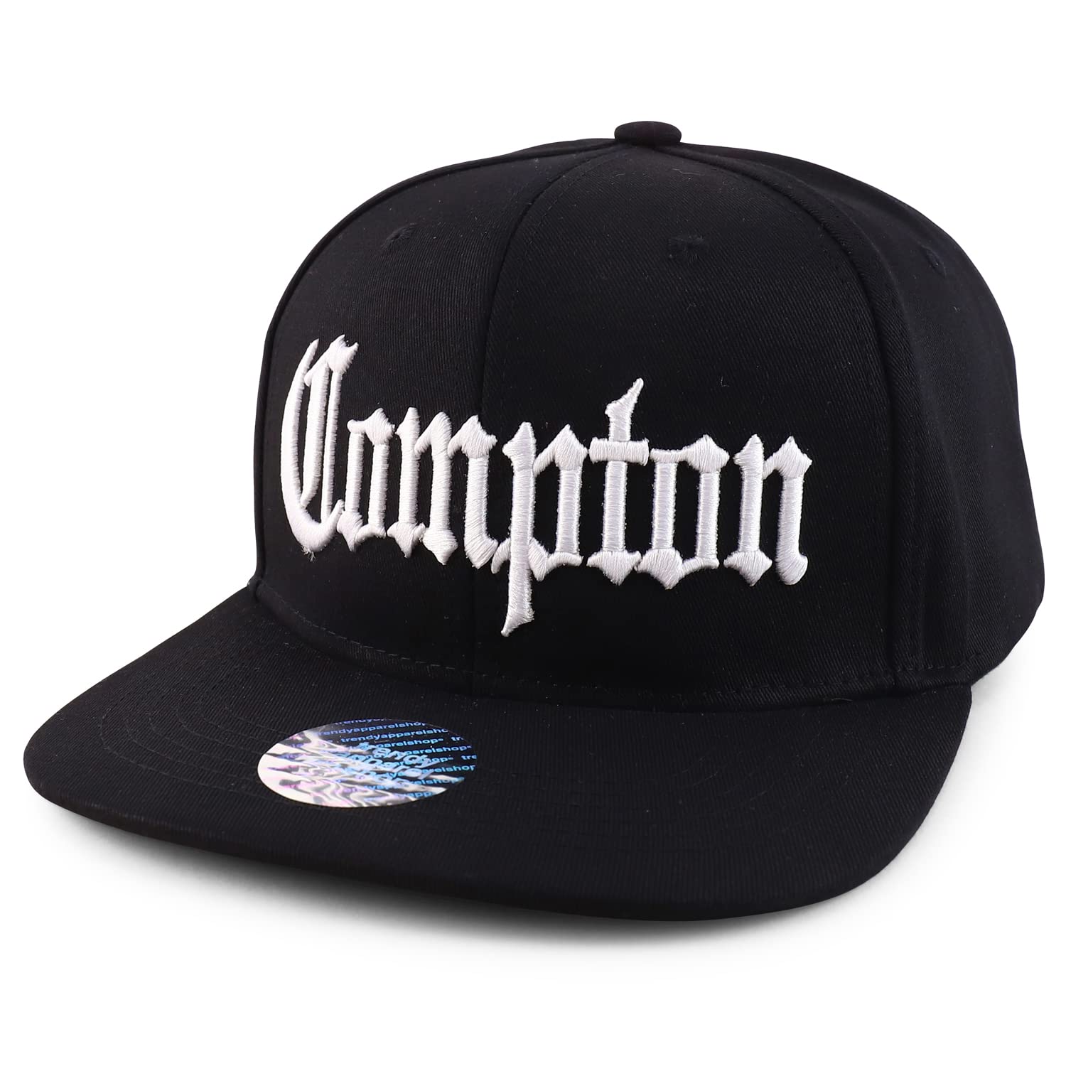 Trendy Apparel Shop Oversize XXL Old English Compton Embroidered Flatbill Snapback Baseball Cap