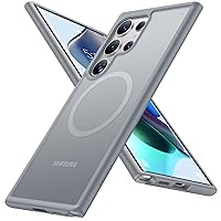 TORRAS Magnetic Shockproof for Samsung Galaxy S24 Ultra Case, [18N Strong Magnetic] [12 FT Mil-Grade Protection] [Compatible with MagSafe] Protective Translucent Matte Slim Case, Guardian- Mag, Gray