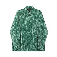 Autumn Stand Collar Chinese Long Sleeve Velvet Shirt Casual Style Tops Men Emboss Shirts Men Clothing