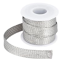 UNICRAFTALE 304 Stainless Steel Expandable Braided Cable Sleeve Knitting Scalable Network Ribbon Flat Cable Sleeve Cord Protector Wire Loom Tubing for Protect Cable 4m/roll