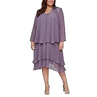 S.L. Fashions Women's Plus Size Embellished Tiered Jacket Dress