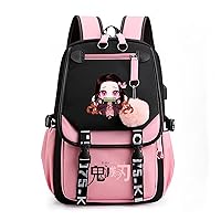 Anime backpack with usb charging port suitable for work,traveling,camping,bookbag for unisex 17.7 in