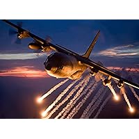 A C-130 Hercules releases flares during a mission over Kansas Poster Print by HIGH-G ProductionsStocktrek Images (17 x 11)