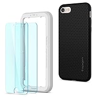 Spigen Tempered Glass Screen Protector [GlasTR Alignmaster] and Liquid Air Armor designed for iPhone SE 2022 Case/iPhone SE 3 Case 2022 / iPhone SE 2020 Case/iPhone 8 Case/iPhone 7
