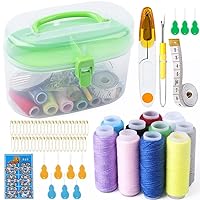 MIUSIE 160 Pcs Sewing Accessories Multi-Function Portable Sewing Box DIY Craft Tool for Hand Quilting Stitching Embroidery