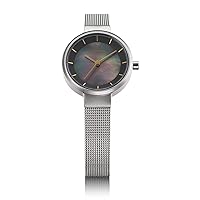 BERING 16427-002 Solar Wristwatch, Women's, Japan Limited, Gray x Gold, Silver, Stainless Steel, Mesh Strap, Sapphire Glass, 3 Year Warranty, Gray, Classic