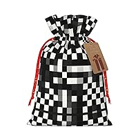 NEZIH Black White Formula Checkered Pattern Print Christmas Drawstring Gift Bags Xmas Favor Bags Gift Wrapping Bags Party Supplies