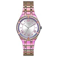 GUESS Blue + Rose Gold-Tone Crystal Silicone Watch
