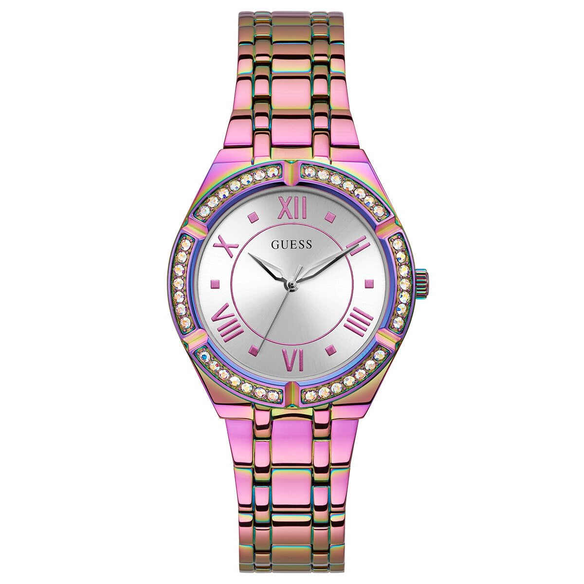 GUESS Women's 36mm Watch - Purple Bracelet Silver Dial Purple Case