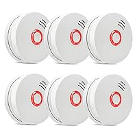 Smoke Detector Fire Alarm, 6 Packs Photoelectric Smoke Detectors with UL Listed, 9V Battery Operated Smoke Detector (9V Battery Included), 10 Years Life Time, Fire Safety for Home, Hotel, School etc