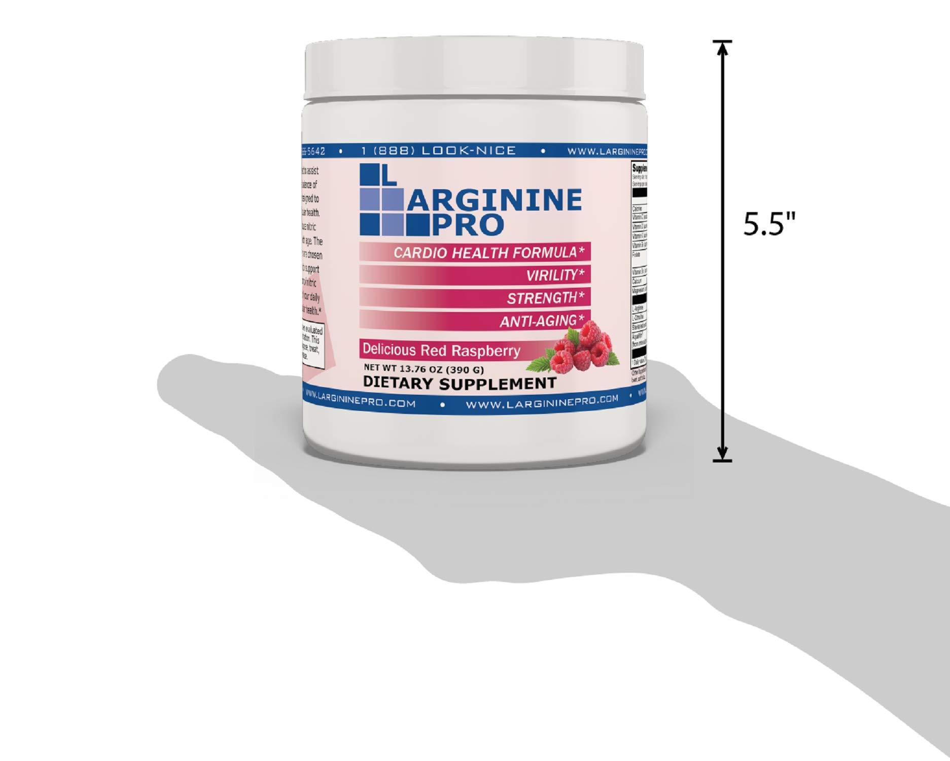 L-ARGININE PRO, L-arginine Supplement - 5,500mg of L-arginine Plus 1,100mg L-Citrulline (Raspberry + Citrus Orange / 4 Jars)