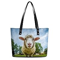 Womens Handbag Sheep Animal Leather Tote Bag Top Handle Satchel Bags For Lady