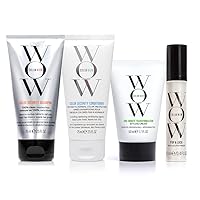 COLOR WOW Quick Frizz Fixes! Travel Kit Includes Shampoo, Conditioner, One Minute Transformation Styling Cream, Pop & Lock Frizz Control and Glossing Serum