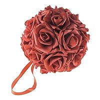 Homeford Soft Touch Foam Rose Kissing Ball Wedding Centerpiece, 6-inch, Red