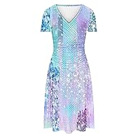 Women's Summer Midi Bodycon Dresses Short Sleeve Wrap V Neck Ruched Party Cocktail Dress Casual Wedding Guest Dress