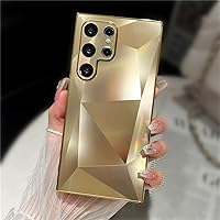 Glitter Holographic Plating Diamond Pattern Phone Case for Samsung S24 Ultra S23 Plus S22 A73 A53 A34 A54 Shockproof Cover,Gold,for Samsung S23