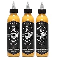Heartbeat Hot Sauce- Pineapple Habanero, 6 oz (Pack of 3) - Small Batch & Handmade, Vegan, Preservative Free
