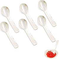 Caviar Spoons Mother of Pearl MOP Caviar Spoons with Hand Craft W Round Handle for Caviar, Egg, Ice Cream, Salt, Coffee Serving, Restaurant Serving Set (6 Pieces, 2.75 Inch)