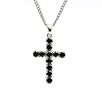 925 Sterling Silver Natural Black Spinel Gemstone Cross Pendant 925 Hallmarked Religious Jewelry | Gifts For Him Her Pendant For Women And Girls