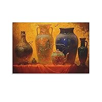 Posters African Pottery Poster Vintage Vase Wall Art Water Jar Farmhouse Painting Canvas Wall Art for Living Room Bedroom Office Kitchen Decor 12x18inch(30x45cm) Unframe-Style